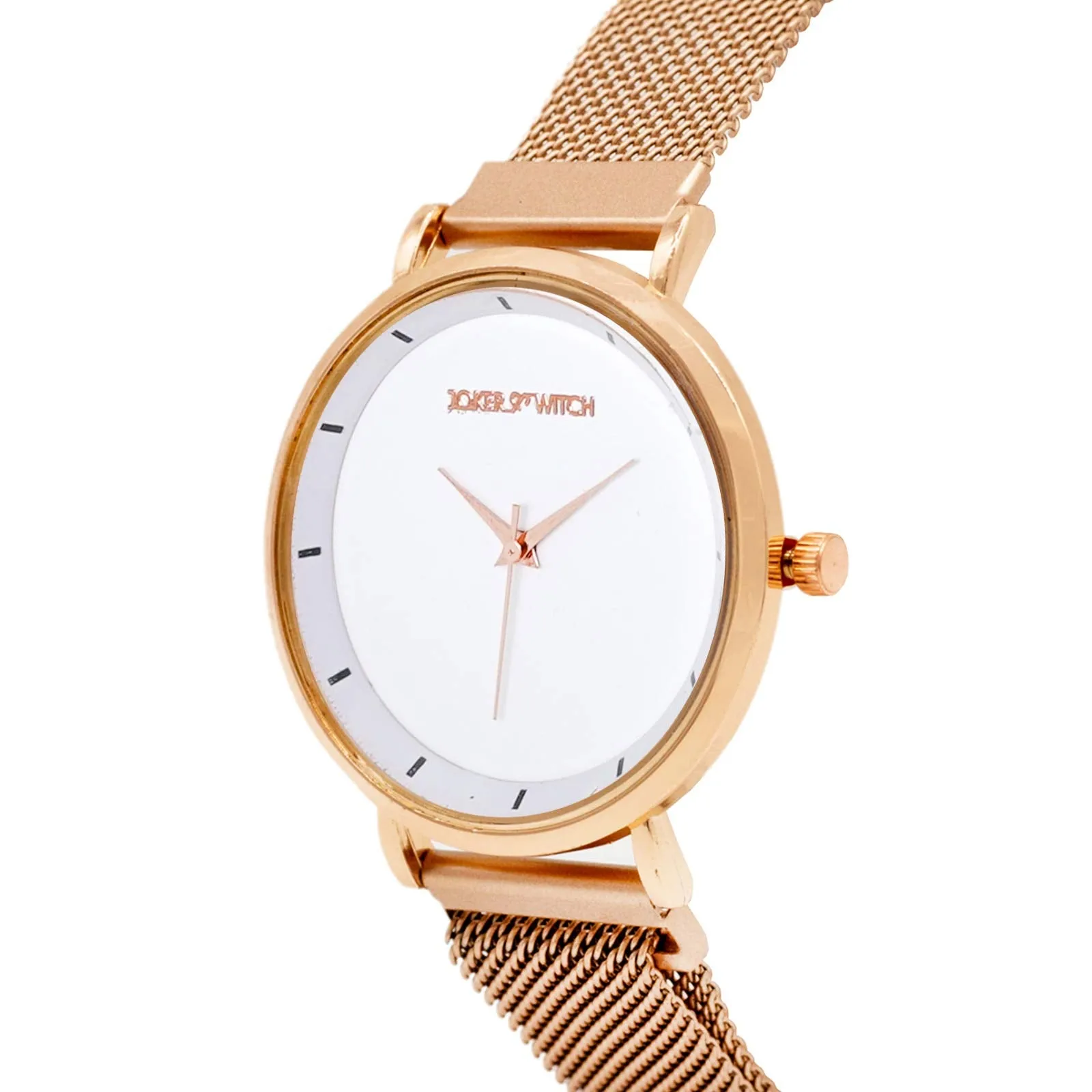 Joker and Witch Lexi White Dial Rosegold Magnetic Watch for Women