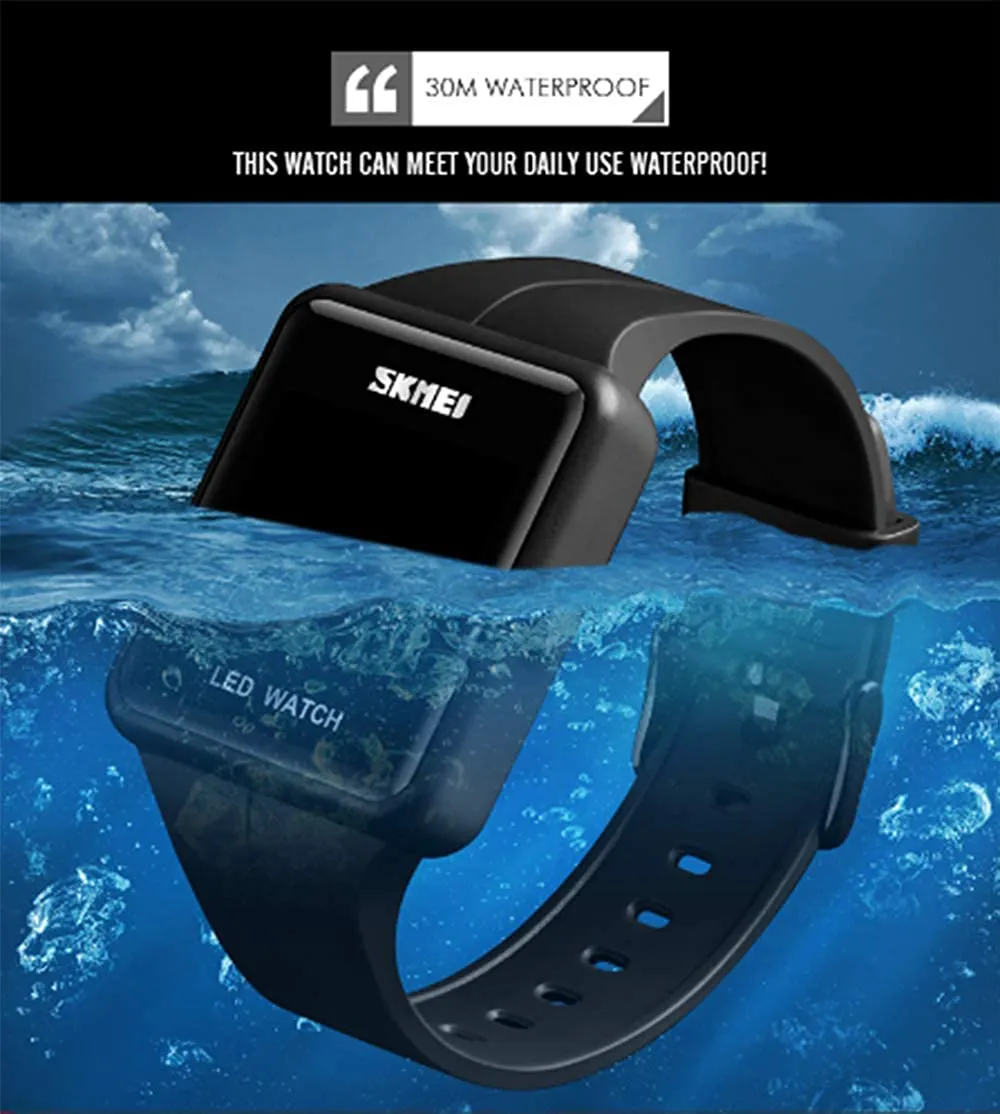 Large Face LED Digital Watch Date Time 3Bar Waterproof Wristwatch Men Women Sports Watches