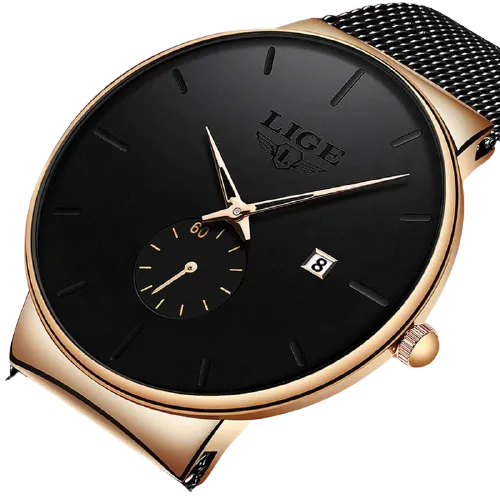 Men Quartz Minimalist Sleek Ultra-Thin Wristband Casual Watches