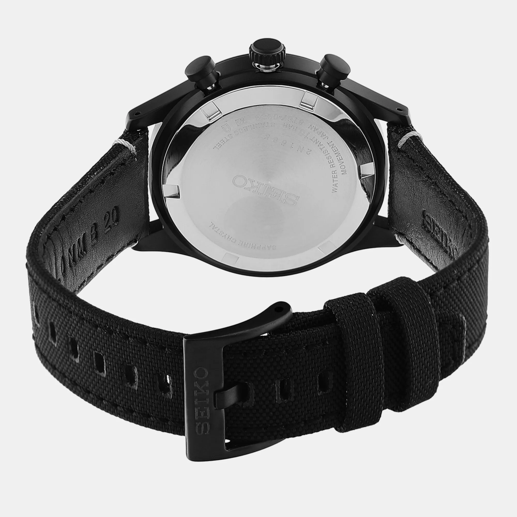 Men's Black Chronograph Leather Watch SSB421P1