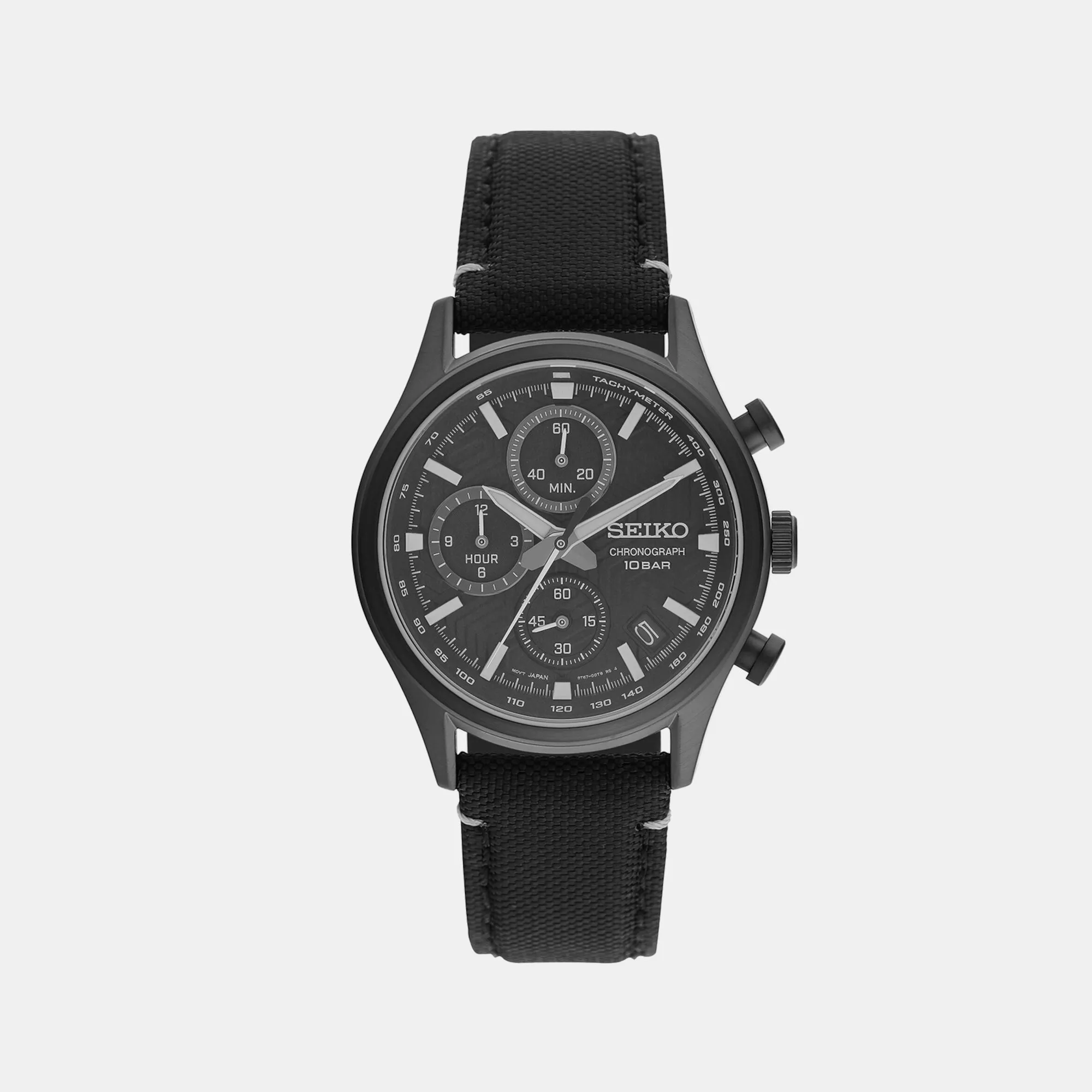 Men's Black Chronograph Leather Watch SSB421P1