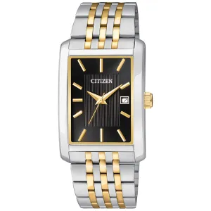 Men's Citizen Quartz Watch- Rectangular Black Dial