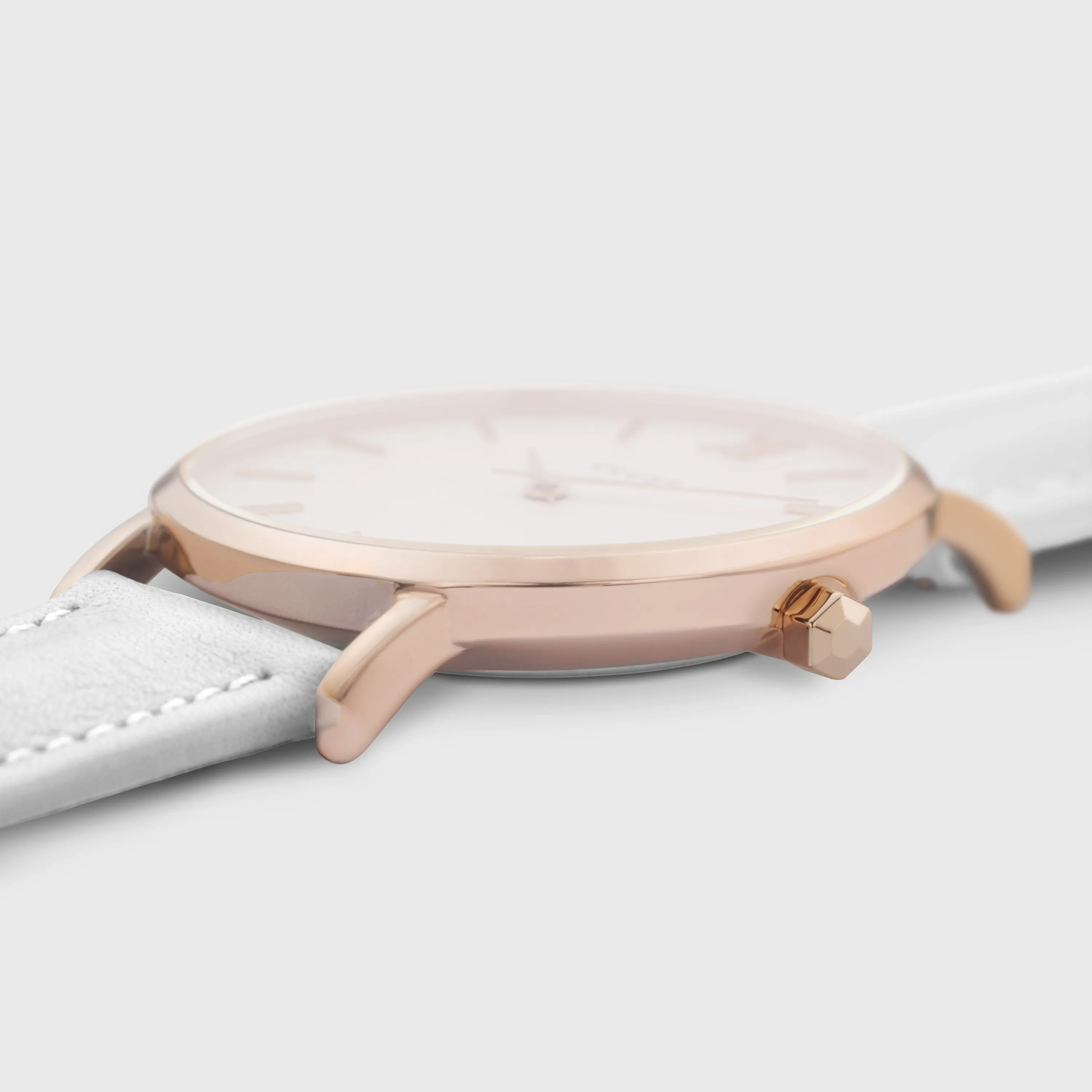 Minuit Leather White, Rose Gold Colour