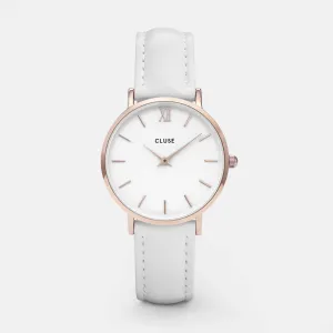 Minuit Leather White, Rose Gold Colour