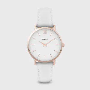 Minuit Leather White, Rose Gold Colour