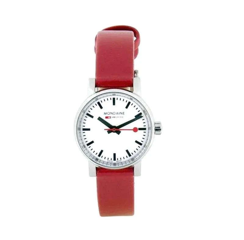 Mondaine Evo2 Leather Strap 26mm Red