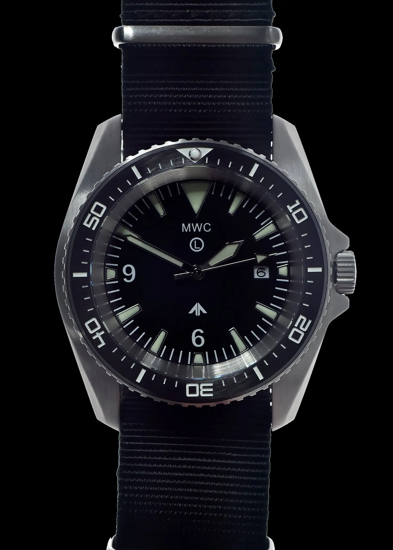 MWC Military Divers Watch in Stainless Steel Case with Sapphire Crystal, Ceramic Bezel and Solid Fixed Strap Bars (Quartz)