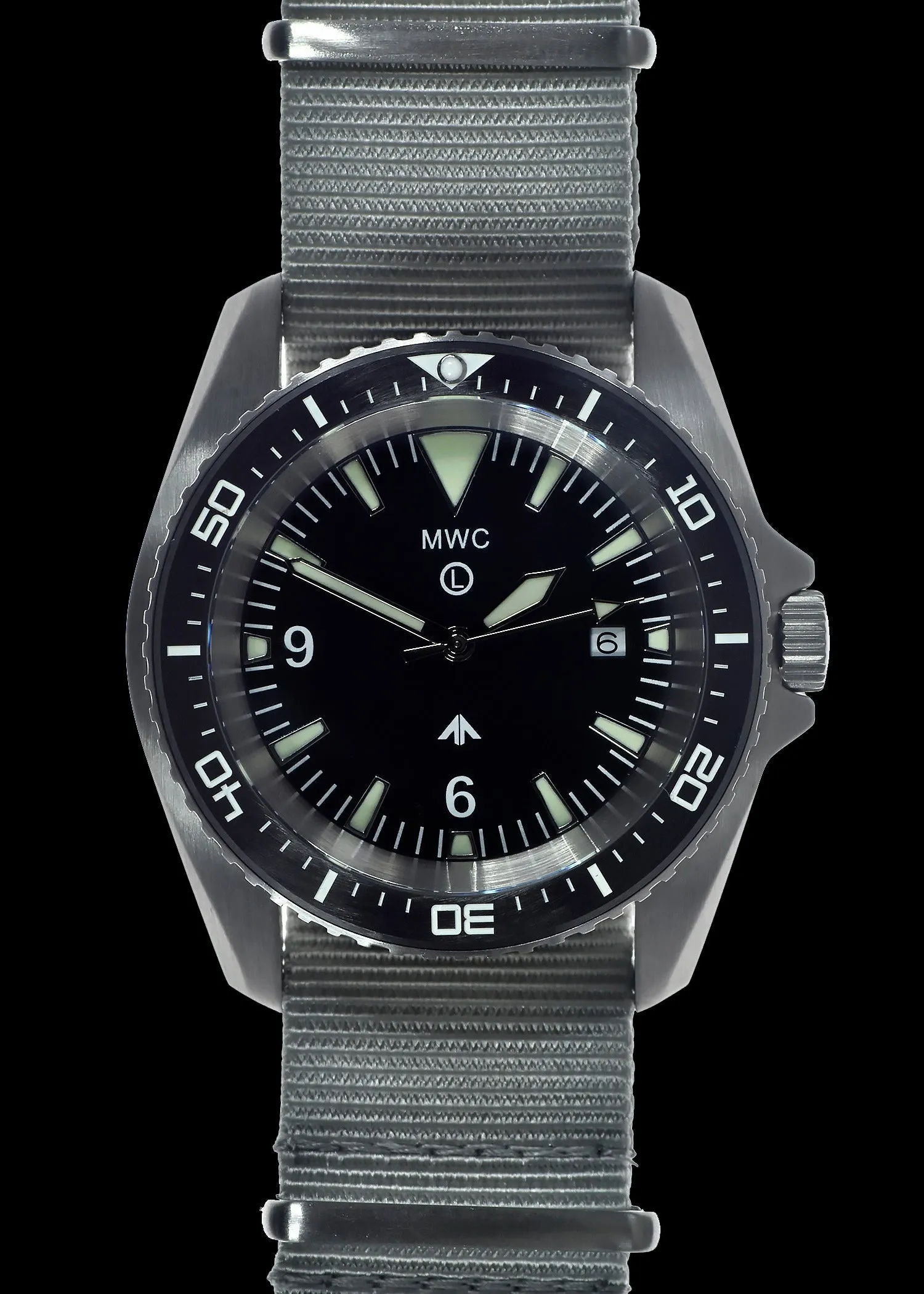 MWC Military Divers Watch in Stainless Steel Case with Sapphire Crystal, Ceramic Bezel and Solid Fixed Strap Bars (Quartz)