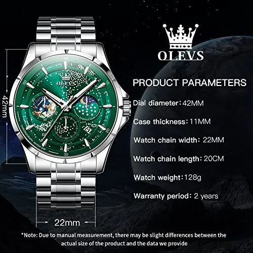 OLEVS Men's Starry Sky Moon Phase Dial Watch – Luxury & Waterproof