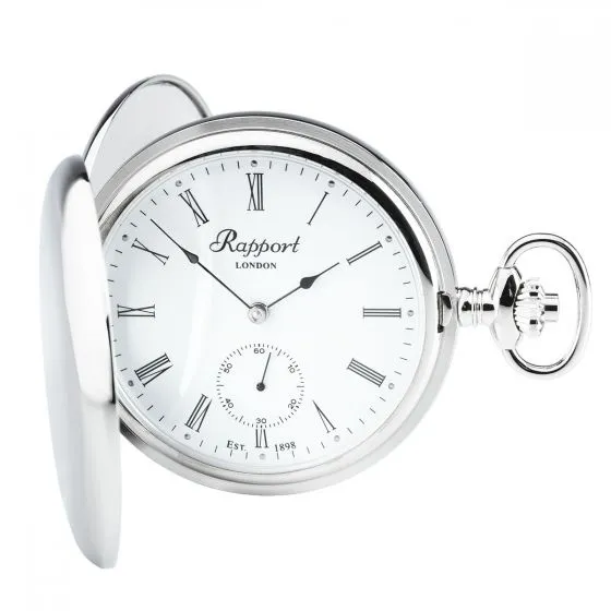 RAP Pocket Watch Mechanical Double Hunter Silver Tone