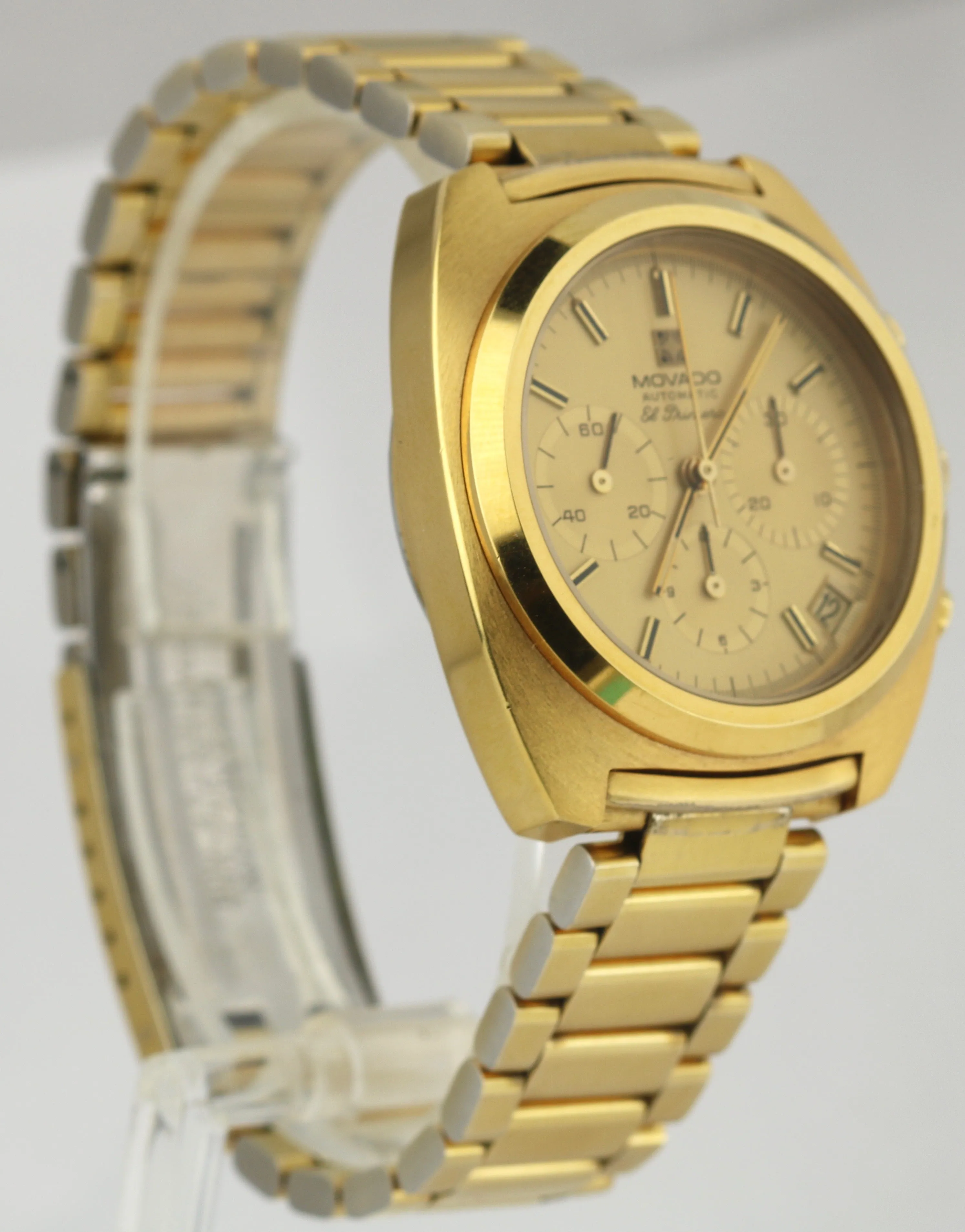 RARE VINTAGE Movado Zenith El Primero 20-0220-418 Gold Plated Chronograph