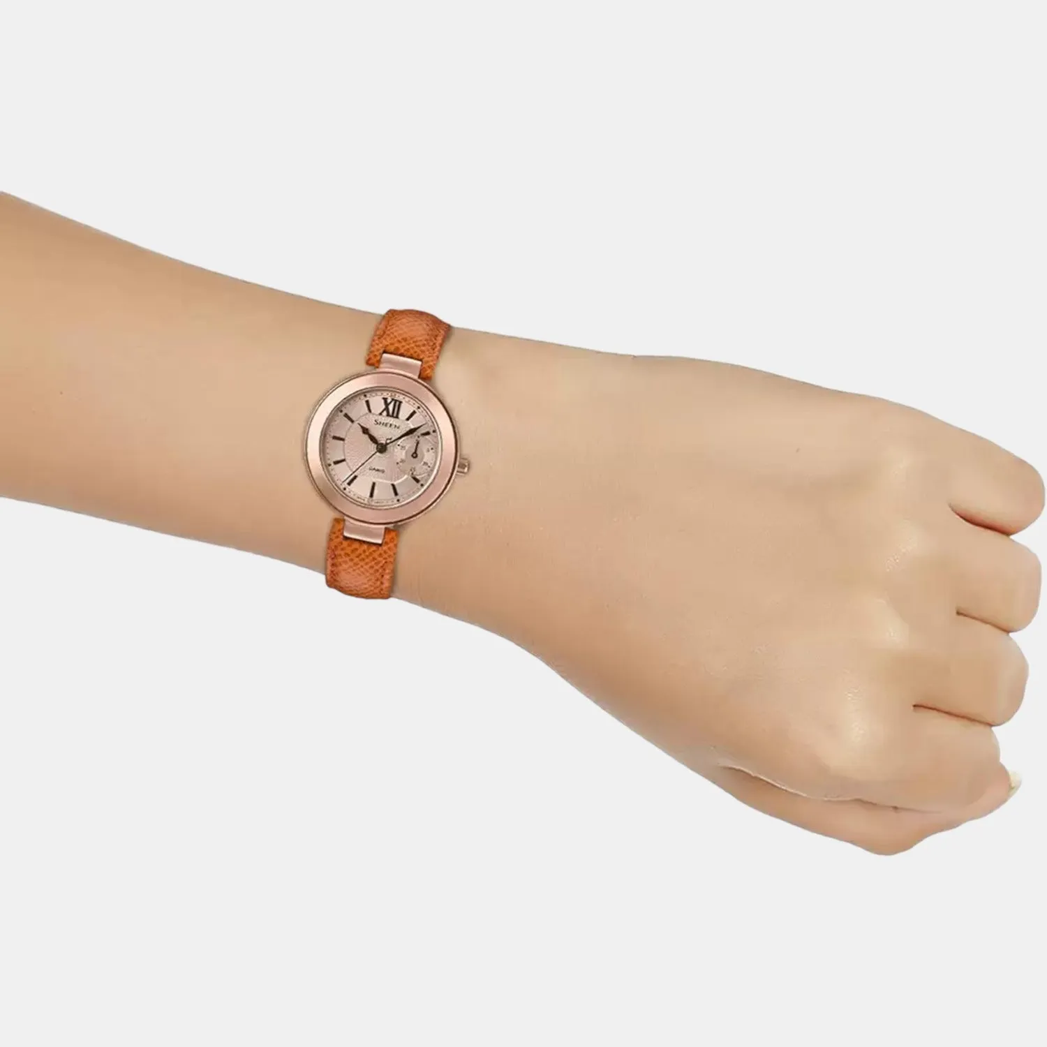 Sheen Women's Chronograph Leather Watch SX216 - SHE-3051PGL-7AUDF