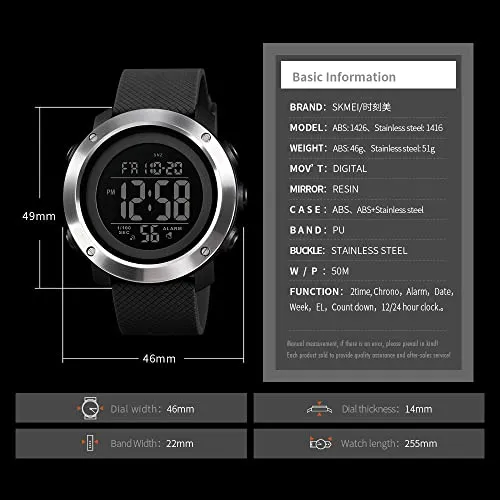 SKMEI Black Digital Black Dial Sports Men's and Boy's Watch