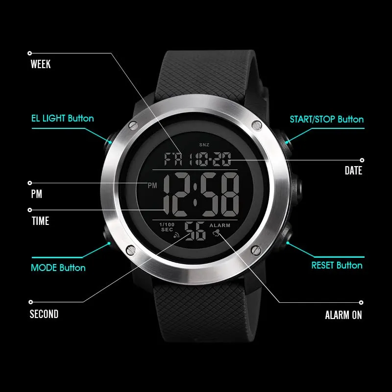 SKMEI Black Digital Black Dial Sports Men's and Boy's Watch