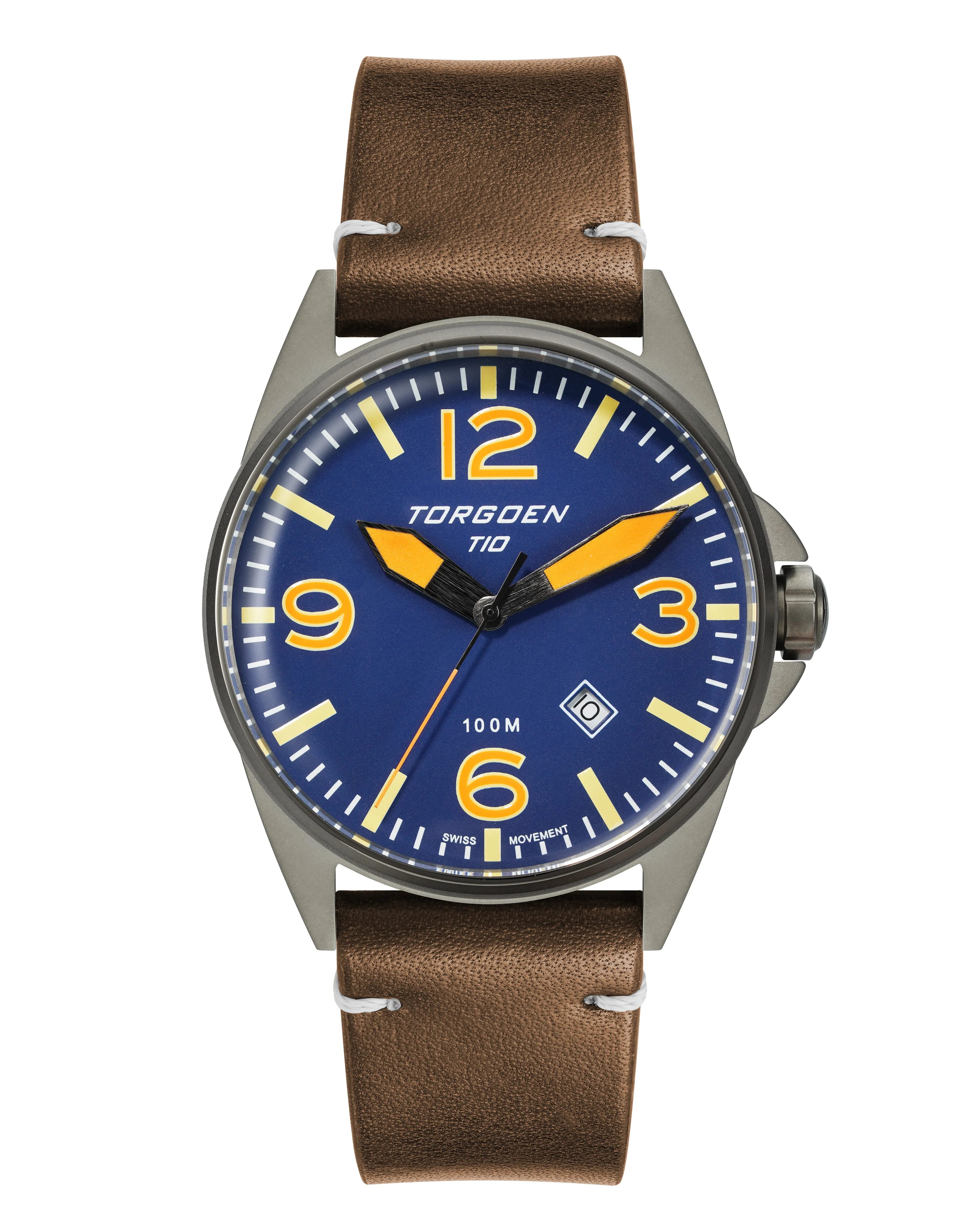 T10 Bluetail | 44mm, Brown Leather Strap