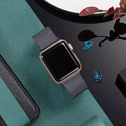 TIMDO Compatible with Apple Watch Band 38mm 40mm 41mm Series SE 8/7/6/5/4/3/2/1, Stainless Steel Bracelet Strap with Unique Magnet Lock -Rose Gold