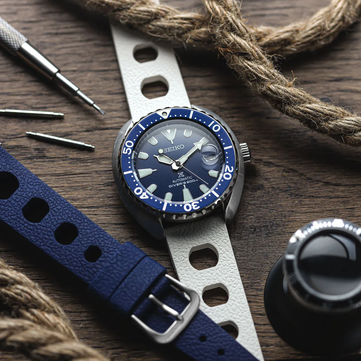 Tropical Regis FKM Rubber Watch Strap - Blue